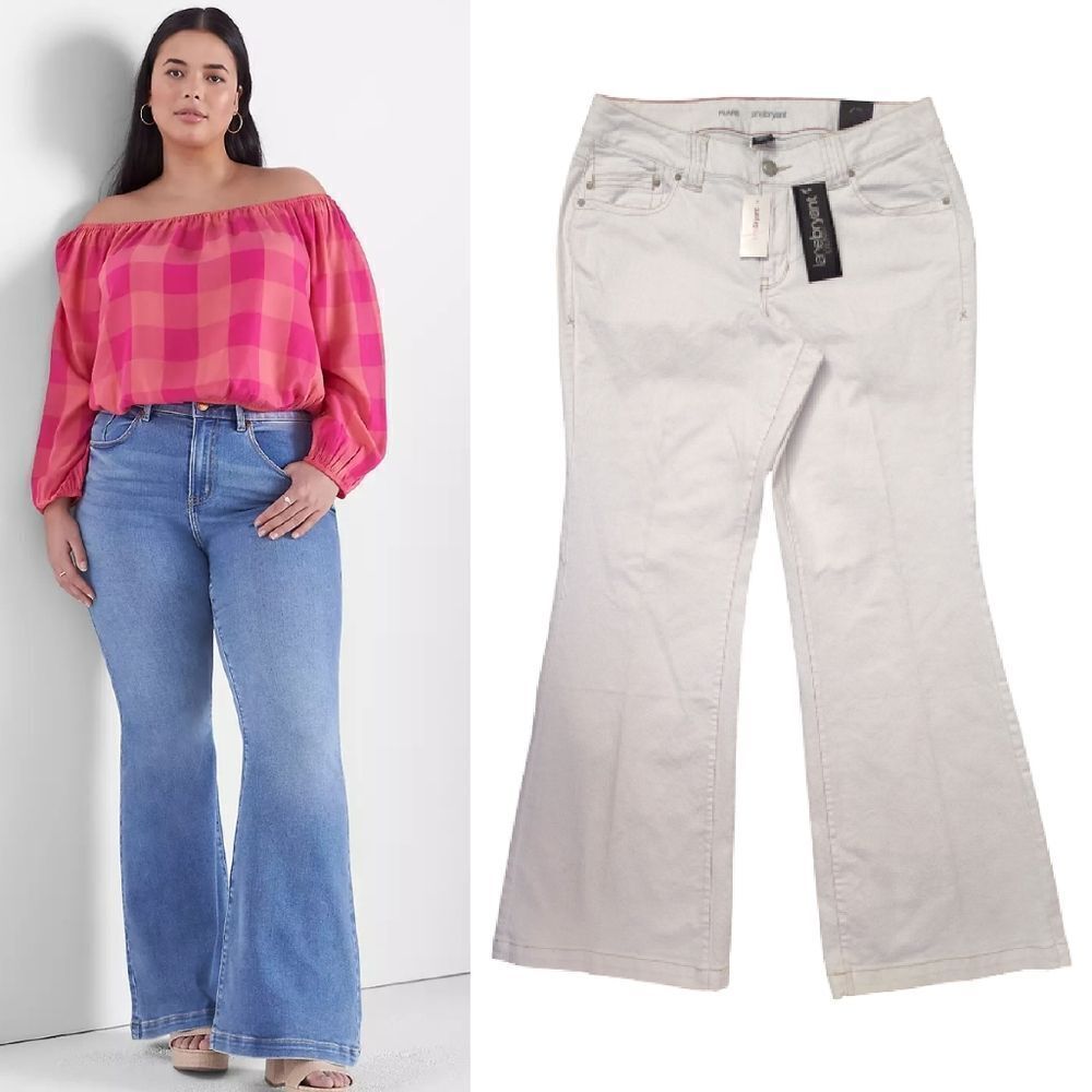 Lane Bryant Y2K White High Waist Flare Stretch Jeans Plus 14 NWT Deadstock